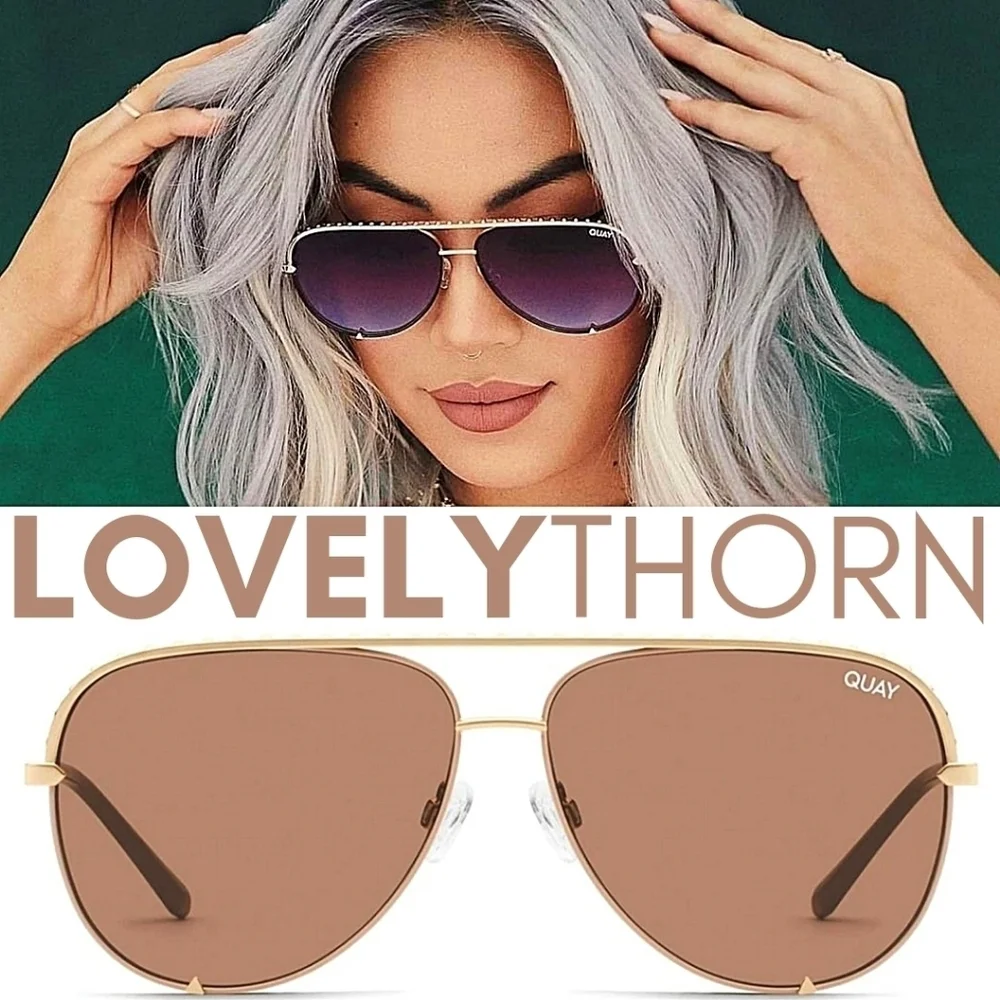 QUAY // ltd ed rivet detail gold frames with tan lenses aviator sunglass…
